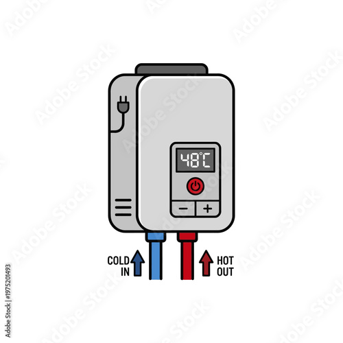 Compact instant water heater icon in clean minimal flat vector style