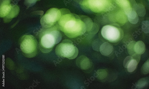 Abstract Green Bokeh Background with Blurred Natural Light Circles and Dark Forest Teal Overlay, Defocused Glowing Orbs from Sunlight Through Tree Leaves, Nature Inspired Texture Wallpaper for Organic
