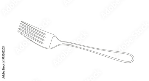 Elegant Silver Fork Outline Icon - Minimalist Kitchen Utensil Vector