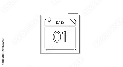 Daily Calendar Page 01 Icon - Simple Line Art for Planning and Scheduling