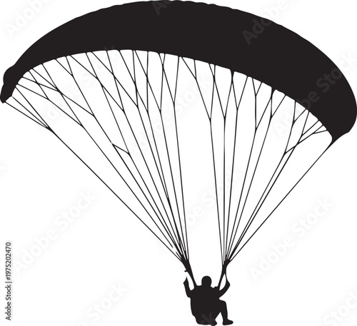 A person paragliding through the air with a parachute Vector, illustration