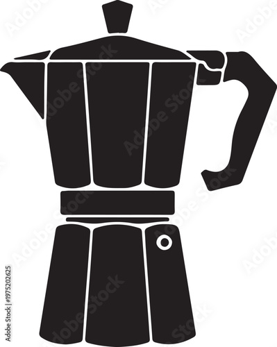A black and white image of a coffee pot Vector, illustration