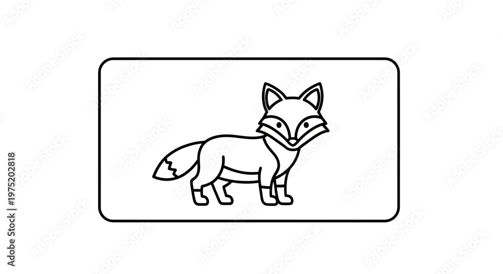 Fototapeta premium Cute Fox Illustration, Simple Line Art, Minimalist Design, Adorable Animal Icon
