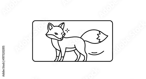 Cute Fox Illustration, Minimalist Line Art, Animal Icon, Vector Graphic