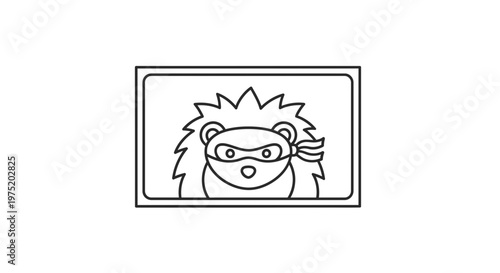 Cute Hedgehog Ninja Character Wearing Mask and Bandana, Cartoon Style