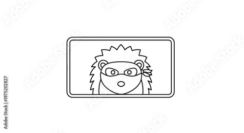 Cute Hedgehog Bandit Masked Cartoon Character