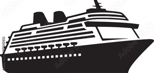Large luxury cruise ship silhouette icon with maritime, transportation