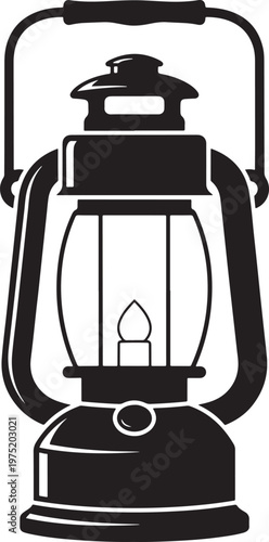 Vintage kerosene lantern icon for camping with kerosene, adventure