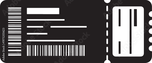 Blank event ticket with barcode and stub silhouette, admission