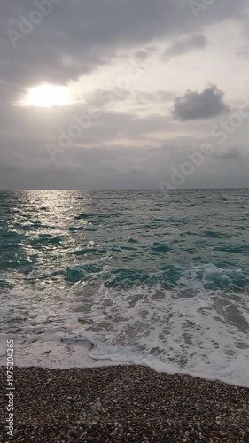 Beautiful sea waves on sandy beach