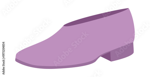 Purple flat shoe boot women color flat. Minimal low heel boot for capsule wardrobe and casual styling. Technical fashion illustration CAD mockup smooth vector man unisex isolated trendy style.