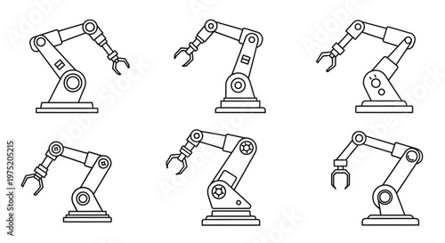 Industrial robotic arms with claws.