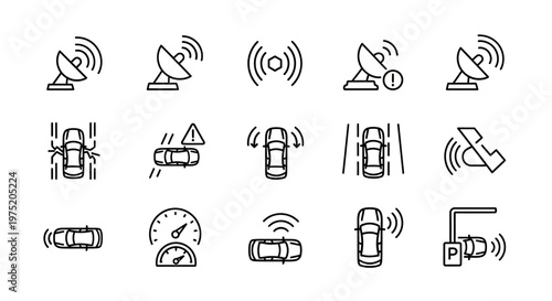 Black and white communication technology icons.