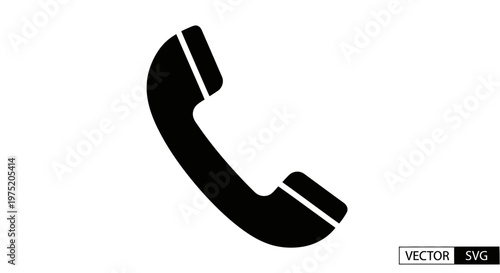 Black vintage telephone receiver icon on white background, retro communication symbol, vector graphic