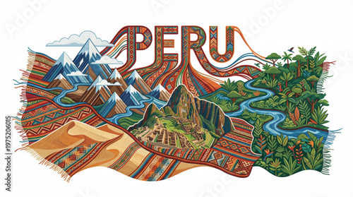 Peru Landscapes and Cultural Textile Illustration