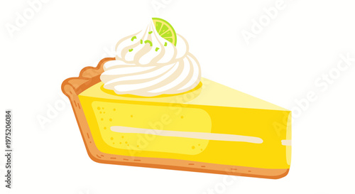 Delicious slice of Key Lime Pie with whipped cream and lime zest