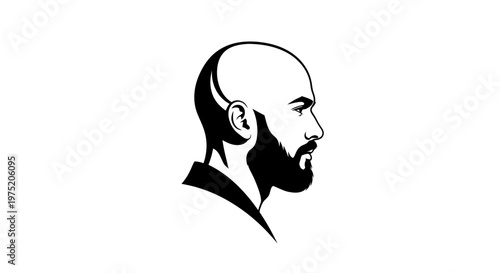 Profile Silhouette of Bald Man with Beard