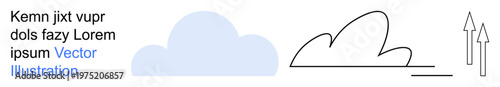 Growth, progress, innovation, technology, data, business strategy. Abstract cloud and line art with two upward arrows. Growth and progress concepts for technology and innovation