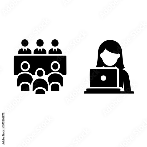 business people communicating with laptop computer