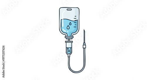 IV drip bag with medicine, flat line icon. Intravenous therapy for hospital and healthcare. Vector illustration