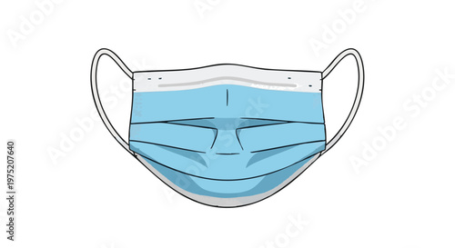 Blue medical surgical face mask illustration. Vector graphic of disposable ppe isolated on a white background