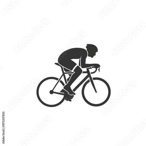 Silhouette of a cyclist in a racing position on a road bike, showcasing the dynamic movement and athletic stance of the sport