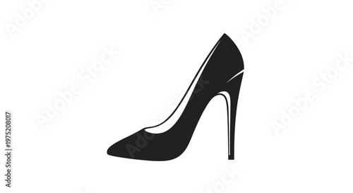 Elegant Black Stiletto Heel Shoe Silhouette Icon