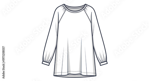 Fashion Design Sketch: Raglan Sleeve Tunic Top