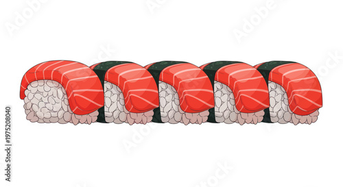 Fresh Salmon Nigiri Sushi Row