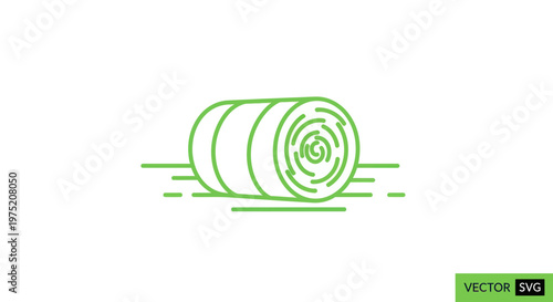 Green Hay Bale Icon Vector Illustration, Farm Agriculture Symbol on White Background