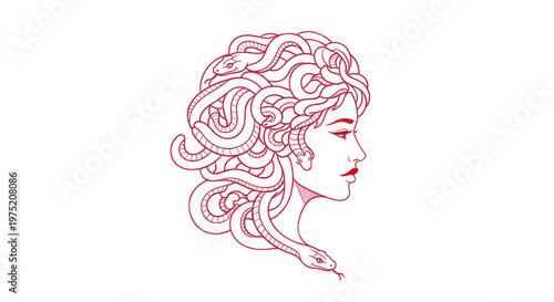 Medusa Portrait Illustration - Mythological Woman with Snake Hair