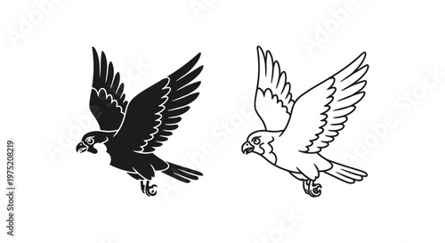 Eagle Symbols: Powerful Black & White Bird Emblems Vector