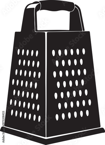 A black and white image of a cheese grater Vector, illustration