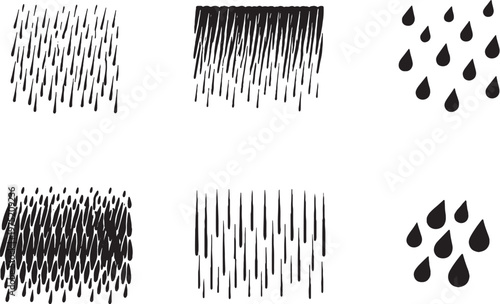 Rain and precipitation silhouettes bundle rainfall drops vector weather icon set