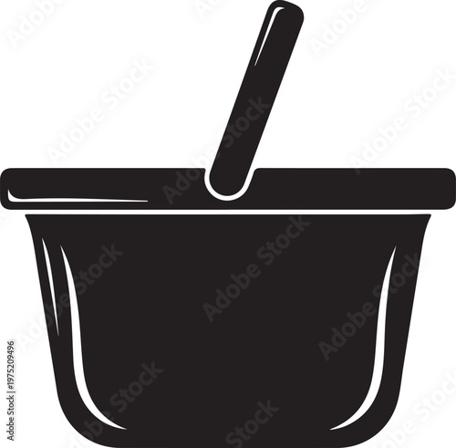 A black and white image of a mortar and pestle Vector, illustration