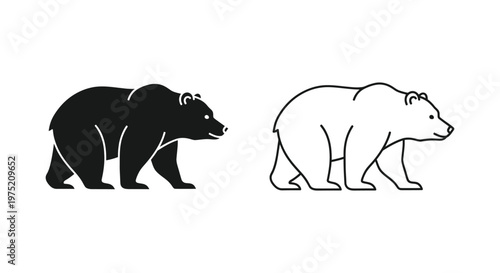 Black Bear vs Polar Bear: Iconic Silhouette Comparison Vector