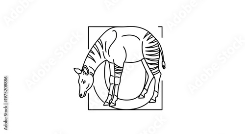 Minimalist Okapi Illustration with Geometric Shapes