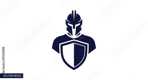 Knight Warrior Shield Emblem Silhouette Icon - Vector