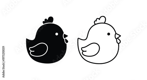 Adorable Cartoon Chick Duck Pair Design Vector