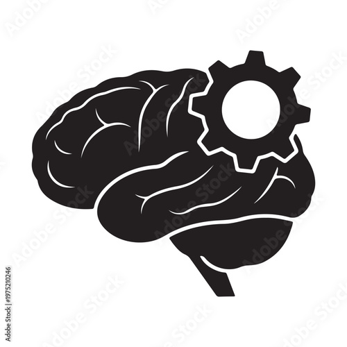 A brain with a gear integrated into it Vector, illustration