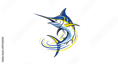 Blue Marlin Jumping Out of Water, Sports Fishing Icon, Marine Life