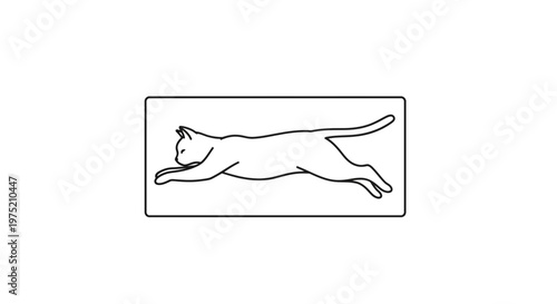 Minimalist Line Art of a Cat in Motion, Running Silhouette