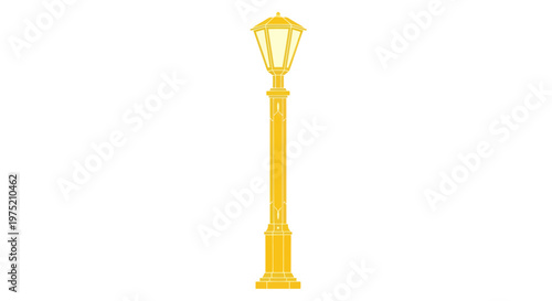 Classic Yellow Street Lamp Post Design, Outdoor Lighting Fixture