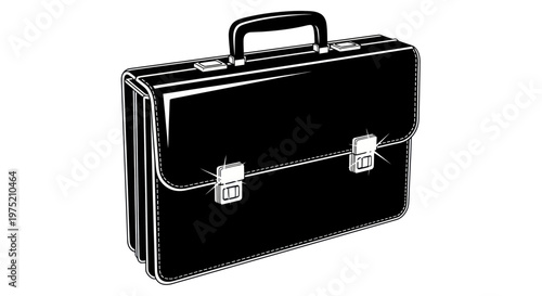 Classic Black Briefcase with Shiny Clasps - Business Travel Accessory