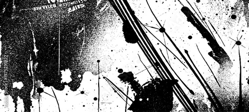Abstract Grunge Texture Featuring Glitch Noise, Distressed Ink Splatters, Static Interference Patterns, and Monochrome Urban Decay Backgrounds.