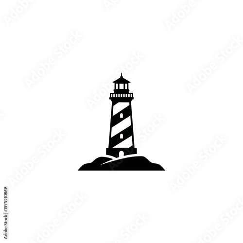 Minimalist lighthouse icon for maritime guidance, safety, and coastal navigation. A clean vector graphic symbolizing travel, direction, and exploration