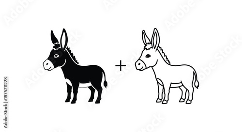 Donkey Breeds: Meet the Classic Black and White Donkeys Vector