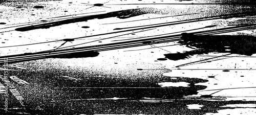 Abstract Grunge Texture Featuring Glitch Noise, Distressed Ink Splatters, Static Interference Patterns, and Monochrome Urban Decay Backgrounds.