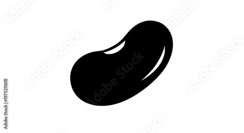 Single Black Jelly Bean Isolated on White Background