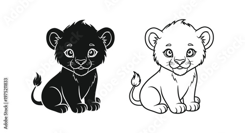 Cute Lion Cub Sketches for Kids and Art Lovers Vector